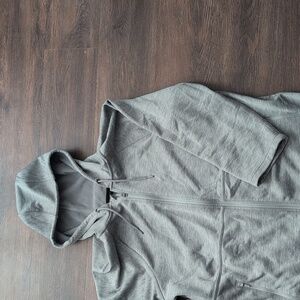 Duluth Trading Co Mens Size Large Gray 3/4 Sleeve Hooded Zip Up Sweatshirt